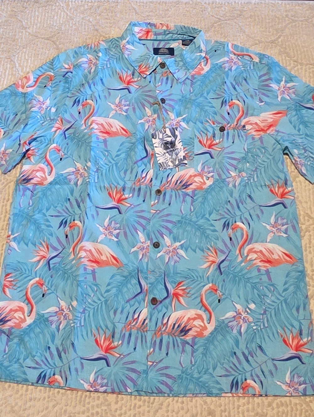 Flamingo Flock Hawaiian Button Down Shirt Havana Jim Size Large